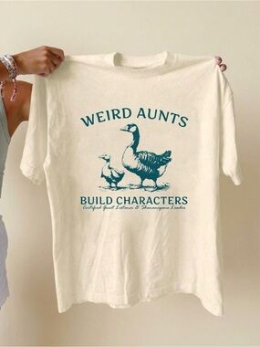 Silly Goose Weird Aunts Build Characters Cream Graphic Tee